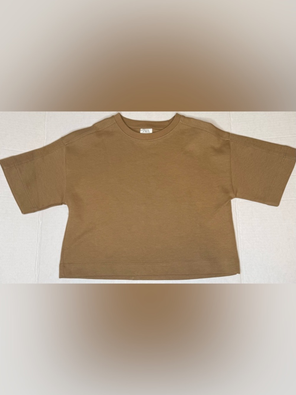 Zara Kids Girls Boxy Crop Tee Size 8/9 Tan